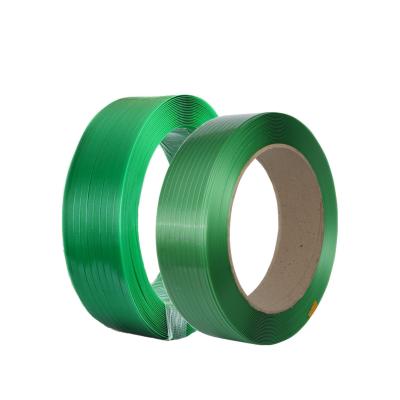 China Machine Packing Green Color Polyester Belt High Strength Embossed Plastic Pet Strapping Belt For Carton Packing for sale