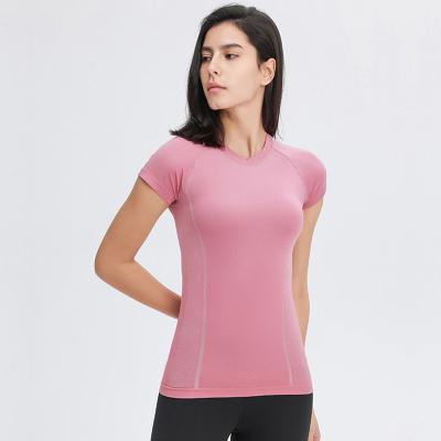 China Lulu Yoga Exercise Short Sleeve Women's Breathable Fitness Sweat Absorbent Quick Dry T-Shirt for sale