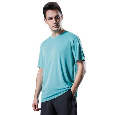 China Lulu Short Sleeve Men's T-shirt Men's Round Neck Breathable Fitness Clothing Elastic Breathable Leisure Training Suit for sale