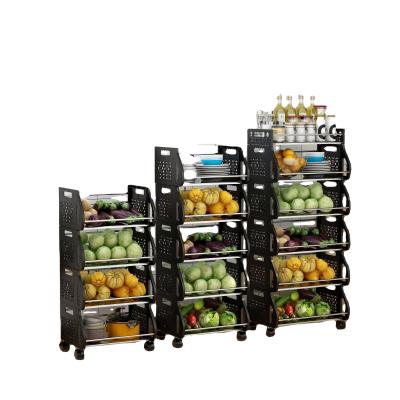 China Fruit Basket Viable Vegetable Basket Rack Spice Rack Kitchen Storage Cart Storage Racks Movable Kitchen Storage Rack Shelf for sale