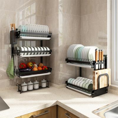 China Sustainable Drying With Store 2 Tier Bowl Stainless Steel Above Sink Dish Racks Dish Rack Kitchen for sale