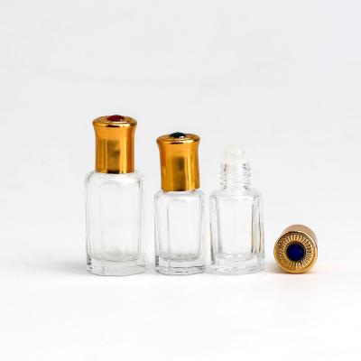 China Cosmetic 3ml 6Ml 12Ml Essential Oil Perfume Bottle Empty Roll Top , Fancy Octangle Attar Bottles for sale