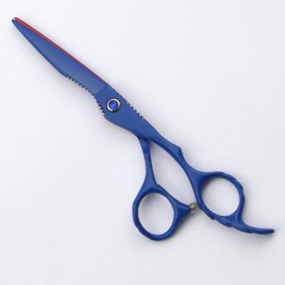 China 440C Japanese Steel Hairdressing Scissors Double Teflon With Red And Blue Color for sale