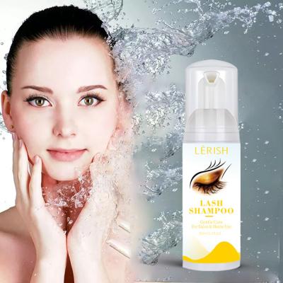 China OEM Seller Logo Vegan Eyelash Shampoo Kit Lerish Safe Custom Foam Lash Extension Cleanser Eyelash Shampoo Set for sale