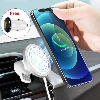 China Multifunctional 15W Magnetic Wireless Car Charger Mount for iPhone 12/12 pro 12 pro max charging and Auto-alignment air vent car quick mounts for sale