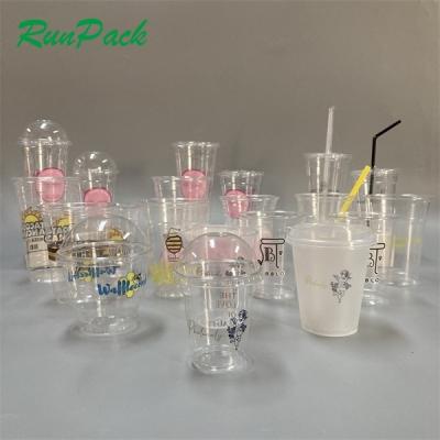 China 400/500/700ML Single Wall Disposable Drinking Cups PET U Shaped Clear Plastic Cups With Lids for sale