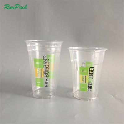 China Clear DOUBLE WALL PET Mug 20oz 14oz 24oz Custom Logo Printed Cold Coffee Drinking Pet Plastic Cups To Go For Smoothies for sale