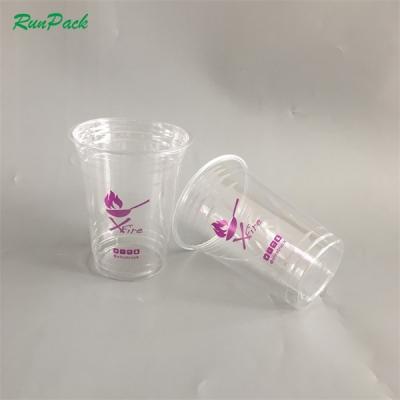 China Custom LOGO Printed Clear Disposable Plastic U Shape Single Wall PET 12oz 14oz 16ozJuice Boba Milk Bubble Tea Cup With Lids for sale