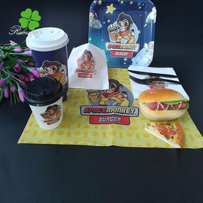 China Disposable Custom Logo Printed Disposable Hamburger Kraft Paper Offset Printing Greaseproof Kraft Paper Bag for sale