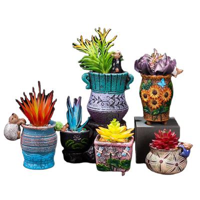 China Green CLASSIC Wholesale Ceramic Succulent Planter Potted Planter Small Plant Porcelain Flower Pot Garden Mexican Pottery Modern Simple for sale