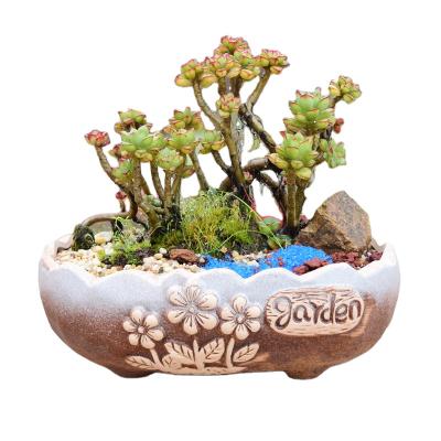 China Outdoor Flower Pot Green Plant Pots Pots Retro Pottery Planter Garden Creative Modern Rectangular Succulent Ceramic Home Office for sale