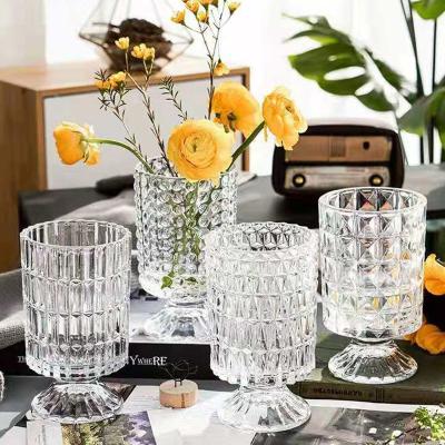 China From Europe RTS LOW MOQ factory wholesale home pit plant transparent flower hydroponic table ornaments white glass vase square for sale