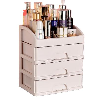 China Factory Wholesale Viable Student Dormitory Desktop Cosmetics Storage Box Drawer 3-Layer Rack for sale