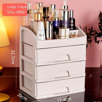 China Hot Selling Plastic Organizer Viable Transparent Desktop Drawers Cosmetics Stationery Storage Box for sale