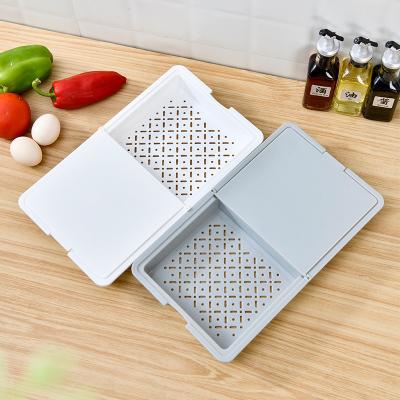 China Sustainable Multifunctional Folding House Three-in-One Basket Chopping Board Plastic Washing Cutting Board for sale