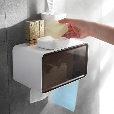 China Contemporary Waterproof Multifunctional Tissue Storage Box Large Capacity Non-Perforated Toilet Tissue Box Transparent for sale