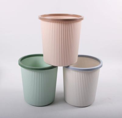 China Factory Direct Sale Sustainable Housework Cleaning Utensils Contrast Color Stripe Pressure Ring Trash Can for sale