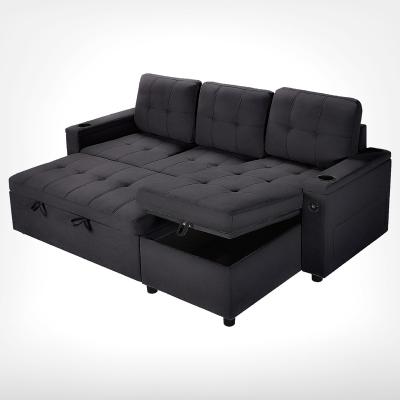 China Recliner 2023 L Shaped Couch Sofa with Ottoman for Living Room, Apartment, Office, Gray, Black Funiture Sets for sale