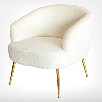 China Recliner Teddy Velvet Tufted Accent Chair Modern Wingback Arm Chair with Metal Gold Legs for Living Room Bedroom for sale