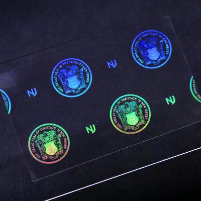 China Safe Anti-Counterfeit ID Card Hologram Sticker Holographic Coated Transparent Overlay for sale