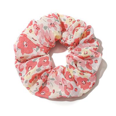 China European and American style floral hair scrunchies for girls soft chiffon flower hair ties scrunchies for women for sale