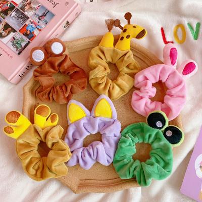 China European and American Style Fuzzy Hair Ties Wholesale Hair Scrunchies for Girls and Children Cute Hair Scrunchies with Animal Ear for sale