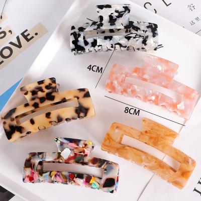 China JIRIS Korean Fashion Leopard Flexible Women Hair Claw Clips Acetate Hair Claw Clips Large For Thick Hair for sale