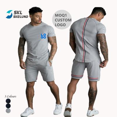 China Summer Men's Sporty Sweatsuit Anti-Wrinkle Jogging T-Shirts And Shorts 2 Piece Casual Gym Tracksuit Workout Sets Set Sports Men for sale