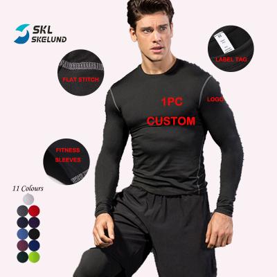 China Wholesale Custom Cool Dry Fitness Workout Long Sleeve Anti-Wrinkle Logo Men Compression T-shirt 2021 Gym T-Shirt For Men for sale