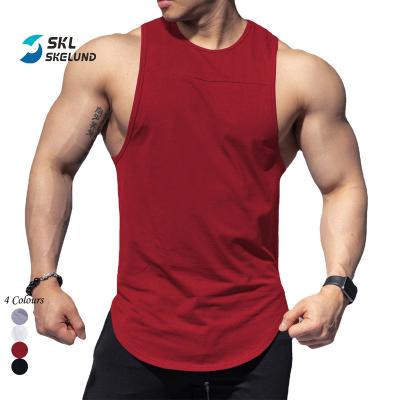 China Custom Logo Undershirt Men Tank Top Workout Gym Shirt Cotton Knit Sleeveless Casual Loose Muscle Shirt QUICK DRY for sale