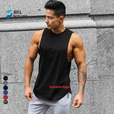 China QUICK DRY OEM Customize Tank Tops Compression Gym Muscle Shirt Sleeveless Cotton Shirt Men's Tight Fit Cotton Knit for sale