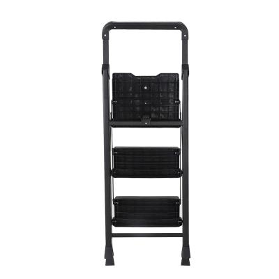 China Iron 225lbs Capacity Telescopic Ladder Slim Wide Design Sturdy Folding Step Ladders 3 Step Ladder Safety Pedal Step Stool For Home Office for sale