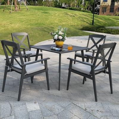 China 2022 new design restaurant outdoor dining table and chairs modern wholesale aluminum outdoor furniture set in outdoor patio furniture for sale