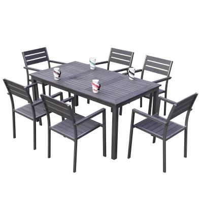 China Modern Modern Style Other Outdoor Garden Furniture Sets Waterproof Aluminum Dining Plastic Wood Outdoor Patio Garden Furniture Set for sale