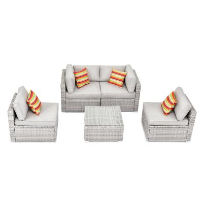 China New Design 2022 Best Selling Modern Plastic Outdoor Garden Wicker Sofa Set Rattan Sofa Patio Furniture for sale