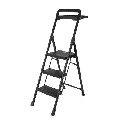 China Hot Sale Steel Home Telescoping Warehouse Folding Ladders Scaffolding 3 Step Wall Mounted Metal Used Folding Ladder With Platform for sale