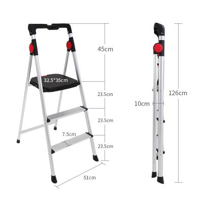 China Universal Folding Steel Attic Household Folding Ladders Pool Attic Platform Aluminum Folding Step Ladder With 3 Step for sale