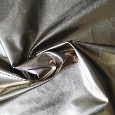 China 100%polyester 370T 2/2 twill pongee gold foil stamping fabric and waterproof anti-static for sale