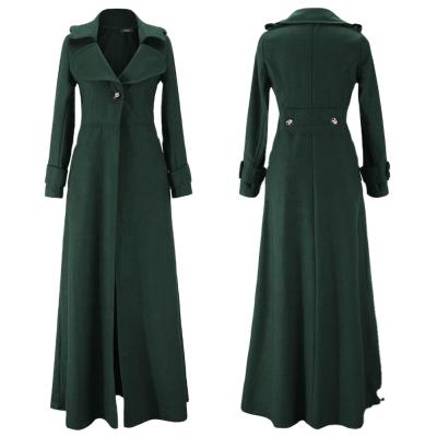 China Anti-wrinkle European autumn and winter fit 2020 new ultra - long women's woolen coat -, imitation woolen coat style long coat for sale