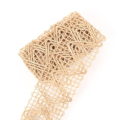 China Custom Jute Flat Rope Woven Lace Strap Crafts Material DIY Pillow Edge Crochet Pattern Decorative Kindergarten Women Use for sale