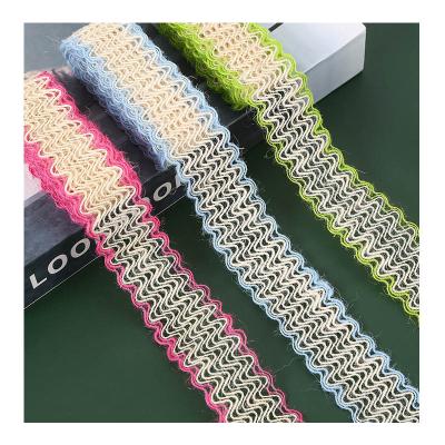 China Custom Decorative Handmade Cotton Rope DIY Handmade Cotton Rope Vintage Hemp Lace Canvas Material Decoration Opens Hemp Woven Wide Flat Ribbon for sale