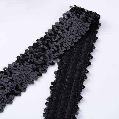 China 4 Rows Custom Abrasion Resistance New Black Upscale Sample Manufacturer Of Sequin Handmade Material Lace Accessories for sale