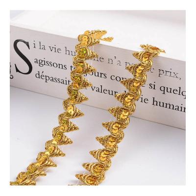 China Japan and South Korea pagoda lace custom high-grade gold sequin lace up handmade material accessories sample wholesale making manufacturer for sale