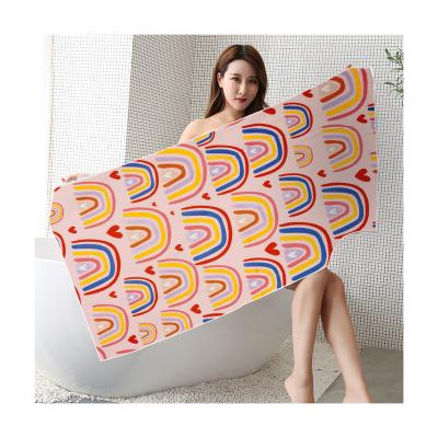 China Custom Logo Printed Microfiber Towel Super Absorbent Safe For Kids Quick Dry Soft Light Sand Free Beach Towel for sale