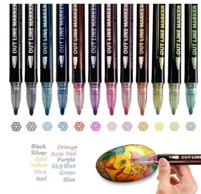 China Highlighter Pen Marker Pens Child Color Pen PP Plastic 12 PCS Set Marker Watercolor Brush Set for sale