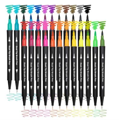 China Defense 24 Colored Tip Markers Fine Point and Brush Art Markers for Kids Adult Coloring Books for sale