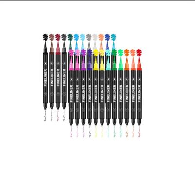 China Defense No Racking Markers 24 Dual Colors Brush Marker Pens for sale