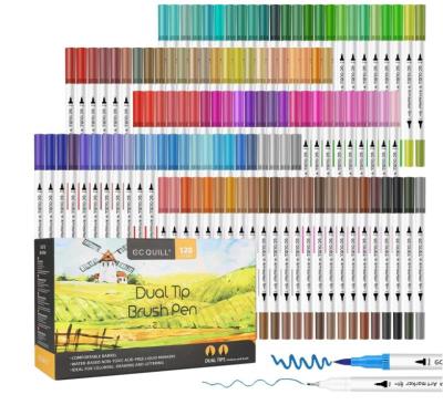 China Fine and Defense Brush Tip Markers 120 Dual Colors Brush Art Markers Pens for sale