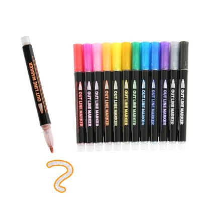 China PP Plastic 12 Colors Artist Paper Metallic Birthday Card Set Pens Drawing Greeting Markers for sale