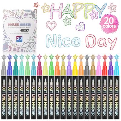 China PP Plastic 20 Colors Pack Customized Gifts Set Marker Set Double Markers Description Set for sale